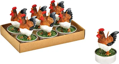 Image de Bougies chauffe-plat Poule en cire Set de 6
