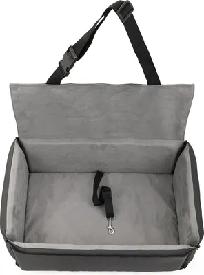 Produktbild von Hunde Autositz mit Sitzbezug Autositz für Große und Riesen Hunde Rückbank Beifahrersitz Hundebett Hundetasche Kunstleder WildKunstleder Farbe: Schwarz / Grau  Große: XL (80x60 cm)