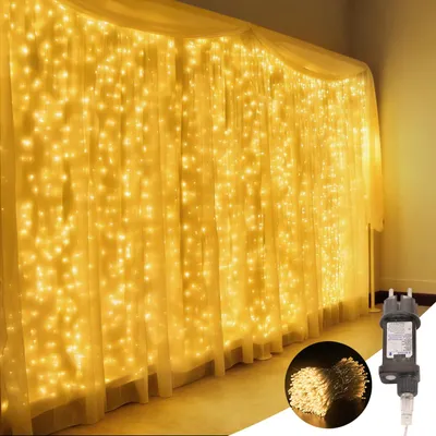 LED-Vorhang 600 Lichter 6x3 m warmweiß IP44 8 Modi