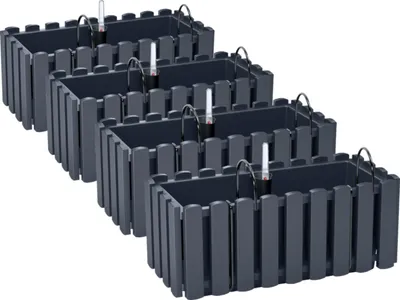Obrázek produktu pro 4x květinový truhlík 40 cm květináč s držáky květináče indikátor hladiny vody balkonový truhlík květináč antracitový