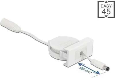 Imagen del producto de Cable de alimentación extensible Delock Easy 45, con conector/enchufe DC de 5,5 x 2,1 mm, color blanco