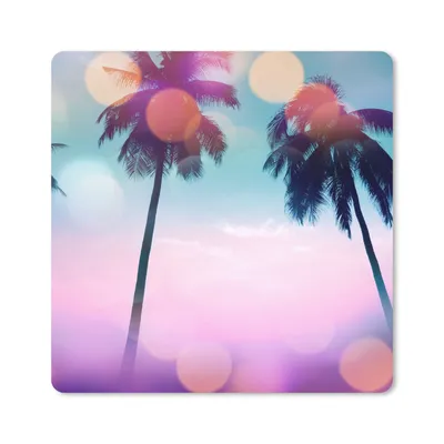 Produktbild von MuchoWow® Mauspad Mousepad Sommer - Palmen - Himmel - Rosa 20x20 cm - Mousepads - Maus Mat - Pad - Mausunterlage - Desk Mat - Bureauartikeln