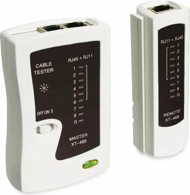 Image de Goobay 68856 Testeur de câbles réseau, noir et blanc - pour tester les connexions réseau CAT 5/6 et ISDN