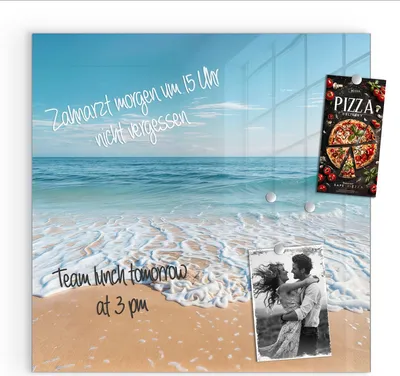 Produktbild von Magnettafel 30x30cm Pinnwand Whiteboard beschreibbar - Tropischer Strand