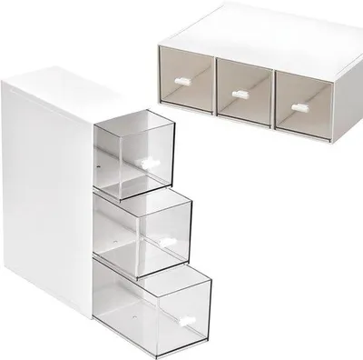 Image de Porte-sachets de thé pratique avec 3 tiroirs - multifonctionnel - 1 pièce - plastique - compact