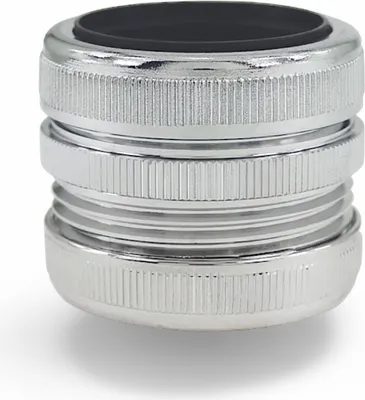 A close-up studio shot of a chrome-plated plumbing fitting.