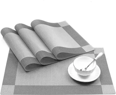 Immagine prodotto di tovagliette (6 pezzi) Tovagliette di Natale Tovagliette in PVC antiscivolo resistenti al calore Lavabili Tovagliette di Natale, argento, rettangolari, 6