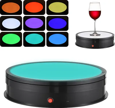 Produktbild von 30 cm/11,8 Zoll motorisierter drehbarer Displaystaender mit RGB-Licht-Displaybasis 360¡ã drehbarer elektrischer Fotografie-Drehteller fuer Produktdisplays Live-Videoshows 60 kg Tragkraft Geraeuscharm mit Fernbedienung