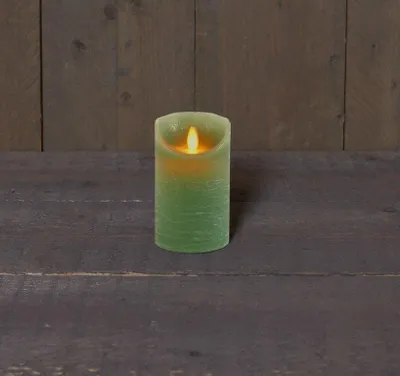Productafbeelding van Kaars Jade Groen Wax Rustiek Bewegende Vlam 7,5X12,5Cm3Xaaa/Timer Anna's Collection