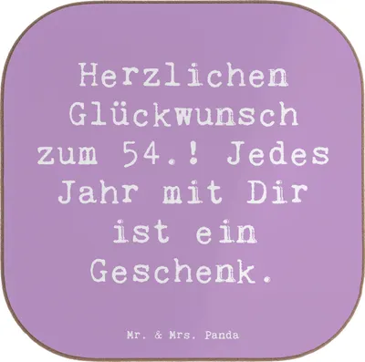Produktbild von Mr. & Mrs. Panda Untersetzer für Gläser Spruch 54. Geburtstag - Lavendeltraum - Geschenk, Wertschätzung, Glückwunsch, Tischuntersetzer, Tassenuntersetzer, Tischschoner