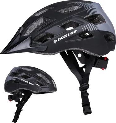 Produktbild von Dunlop Fahrradhelm mit Licht - Damen und Herren Fahrrad Helm Größe LED-Beleuchtung 3 Lichtmodi Schwarz