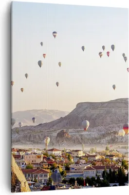Produktbild von Bild auf Leinwand - Leinwandbild - Einteilig - Berge Ballon Flug - 70x100cm - Wand Bild - Wanddeko - Wandbilder - Leinwanddruck - Wanddekoration - Leinwand bilder - Wandbild - PA70x100-3997