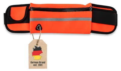 Produktbild von EmpireAthletics - Neopren Hüfttasche (Hüftumfang von 70 - 100 cm) für alle Smartphones mit Schlüsselfach, Kopfhöreranschluss und Steckschließe - Sport Jogging Bauchtasche Laufgürtel in ORANGE