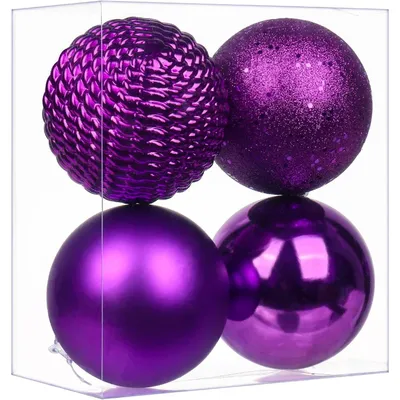 Productafbeelding van Briful, 12 cm kerstornamenten, 4 stuks. Onbreekbare paarse kerstballen voor de kerstboom, 4,7 inch