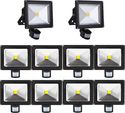 Produktbild von Greenmigo 10X 30W LED Strahler Fluter mit Bewegungsmelder Warmweiß Warmweiss Objektbeleuchtung Außenstrahler Wandstrahler Flutlichtstrahler Scheinwerfer Gartenlampe IP65 85V-265V