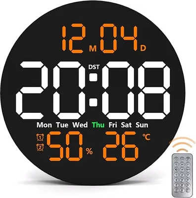 Produktbild von Digitale Wanduhr, 10 Zoll großes Display, LED-Uhr für Klassenzimmer und Büros, automatisches Dimmen, Temperatur und Luftfeuchtigkeit