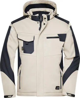 Produktbild von James & Nicholson Professionelle Softshelljacke mit Innenfutter JN824 Gr. 6XL stone/black