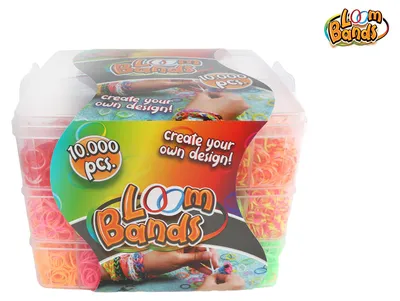 Zdjęcie produktu dla Pudełko do przechowywania gumek do robienia bransoletek Loom Bands, z 3 przegródkami - zawiera 10 000 gumek