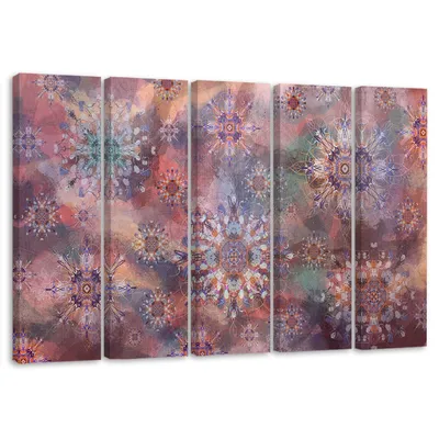 Produktbild von 5-teiliges leinwandbild sternmosaik 150x100 cm Feeby rot wandbild bereit zum aufhängen