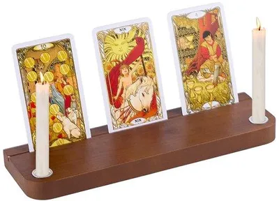 Obrázek produktu pro Dřevěný stojánek na tarotové karty – praktický design – 25 × 7,5 × 1,85 cm
