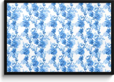Produktbild von MuchoWow® MuchoWow® Gerahmtes Poster Blumen - Blüte - Muster - Blau 90x60 cm - Poster mit zchwarzem Bilderrahmen - Fotorahmen - Foto-Plakat
