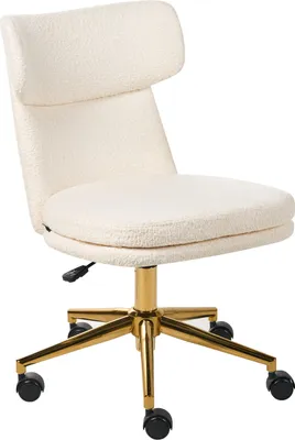 Produktbild von BELIANI Bürostuhl Cremeweiß Bouclé Höhenverstellbar Drehbar Bremsbare Rollen ohne Armlehnen mit Wippfunktion Modern Drehstuhl Büro Arbeitszimmer