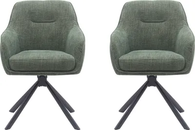Produktbild von Armlehnstuhl >Avola< (2er-Set) Federkern, Drehfunktion, in Waldgrün - 57x87x65 (BxHxT)