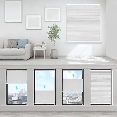 Imagen del producto de Persianas plisadas opacas, sin necesidad de taladro, con sistema de sujeción mediante clip, 115 x 150 cm, color blanco