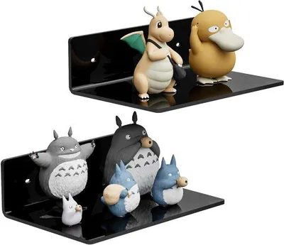 Produktbild von Acryl Wanddisplay 23CM, 2-teilig, Schwarz, LED-Beleuchtung, für Funko Pop, Dekoration, Pflanzen, Kräuter