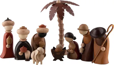 Immagine prodotto di Figure del presepe in miniatura con palma 9 pezzi altezza 19 cm NUOVO