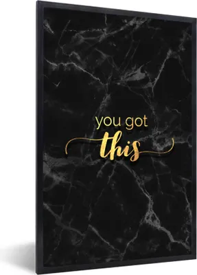 Produktbild von MuchoWow® Gerahmtes Poster Zitate - Motivation - Gold - Marmor 20x30 cm - Poster mit Schwarzem Bilderrahmen Wandposter Rahmen Foto Bilder - Drucken - Bilder Poster im Rahmen