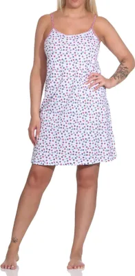 Zdjęcie produktu dla Damska koszula nocna spaghetti Normann w kwiatowy wzór - również w rozmiarach plus size; red.56