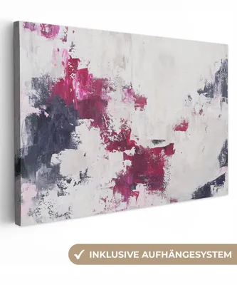 Produktbild von OneMillionCanvasses® - Leinwandbilder - 150x100 cm, Rosa - Grau - Farbe - Abstrakt, Wandbilder Kunstdruck Wanddekoration - Foto auf Leinwand - Gemälde auf Holzrahmen