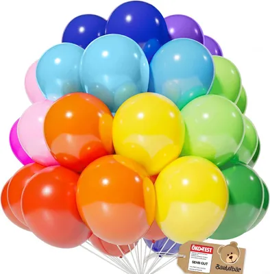 Obrázok produktu pre Biologicky rozložiteľné balóny na narodeniny – sada 100 kusov – vyrobené v EÚ – balóny z 100% prírodného latexu – 11 farieb