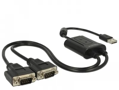Obrázek produktu pro DeLOCK 63950, Černá, 0,6 m, USB 2.0 Type-A, 2 x RS-232 DB9, Samec, Samec