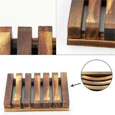 Imagen del producto de Juego de dos jaboneras, hechas a mano con bambú natural, para baño