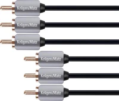 Obrázek produktu pro Audio kabel, Kruger&Matz, 3 x RCA - 3 x RCA, 1,8 m, Černá