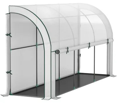 Produktbild von Pflanzwerk Anlehngewächshaus 300x80x157cm - Tomatenhaus mit PE-Gitterfolie & Stahlrahmen, UV-beständiges Treibhaus für Wandmontage, inkl. Rolltür