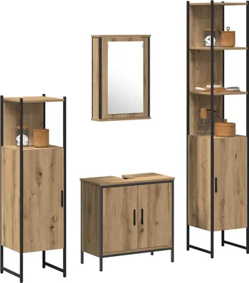 Produktbild von vidaXL Badezimmermöbel-Set 4 Stk. Braun 33 x 33 x 185,5 cm
