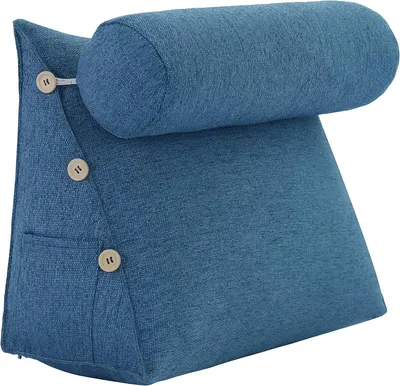 Zdjęcie produktu dla Poduszka klinowa z regulowanym wałkiem pod szyję, ergonomiczna poduszka klinowa, poduszka zagłówkowa ze sztruksu, poduszka do czytania, poduszka klinowa, poduszka pod plecy, poduszka wypoczynkowa