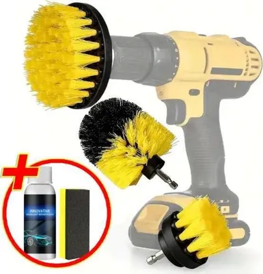 Produktbild von DRILLBRUSH Bohrerbetriebene Autoreinigungsbürsten + POLISHY Scheinwerferreiniger Autowaschbürste - DRILLPOLI