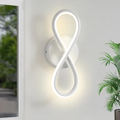 Produktbild von ZMH Wandleuchte Innen LED Wandlampe Modern Wand Lampe für Treppenhaus Schlafzimmer Wohnzimmer Korridor Kühles Design 7W Kurvendesign Dekorativ Weiß Wandleuchten Warmweiß 3000K