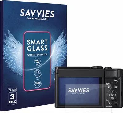 Produktbild von 3x Savvies Schutzglas Folie für Panasonic Lumix DC-TZ99 9H Panzer Schutzfolie Glas Displayschutz klar transparent