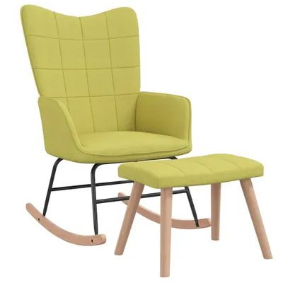 Image de Chaise à bascule avec tabouret Vert Tissu