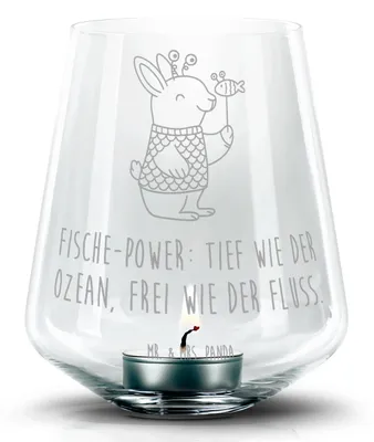 Produktbild von Mr. & Mrs. Panda glas kerzenhalter Fische Astrologie - Transparent - Geschenk, Laterne, Geburtstagsgeschenk, Windlicht, Sternzeichen, Fischer, Teelichthalter
