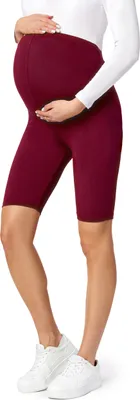 Image de Be Mammy : leggings de grossesse courts en viscose BE-04 (rouge vin, M)