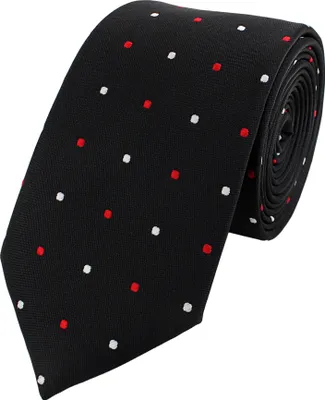 Produktbild von Fabio Farini - 1 Stück verschiedene Herren Schlips - Krawatten mit Punkten in 6cm Breite Schmal (6cm), Schwarz (Rot, Weiß)