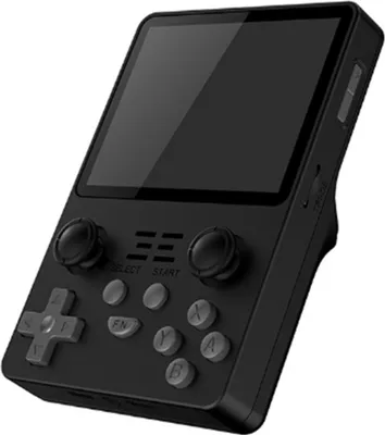 Produktbild von Powkiddy RGB20S Tragbare Handheld-Spielekonsole, 3,5-Zoll-IPS-Bildschirm mit 16 GB Systemkarte + 64 GB Spielkarte (15.000+ Spiele), 3,5-mm-Kopfhöreranschluss, Schwarz