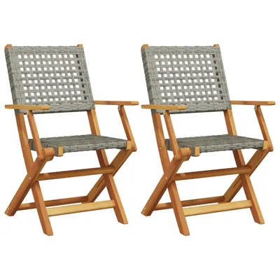 Immagine prodotto di vidaXL Sedie da giardino 2 pz. Legno massiccio grigio di acacia e poly rattan
