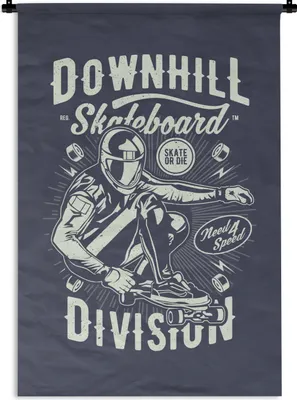 Produktbild von MuchoWow® Wandteppich Wandbehang Skateboard - Helm - Vintage 60x90 cm Tapisserie Dekoration Wandtuch - Foto-Teppich - Abwaschbar